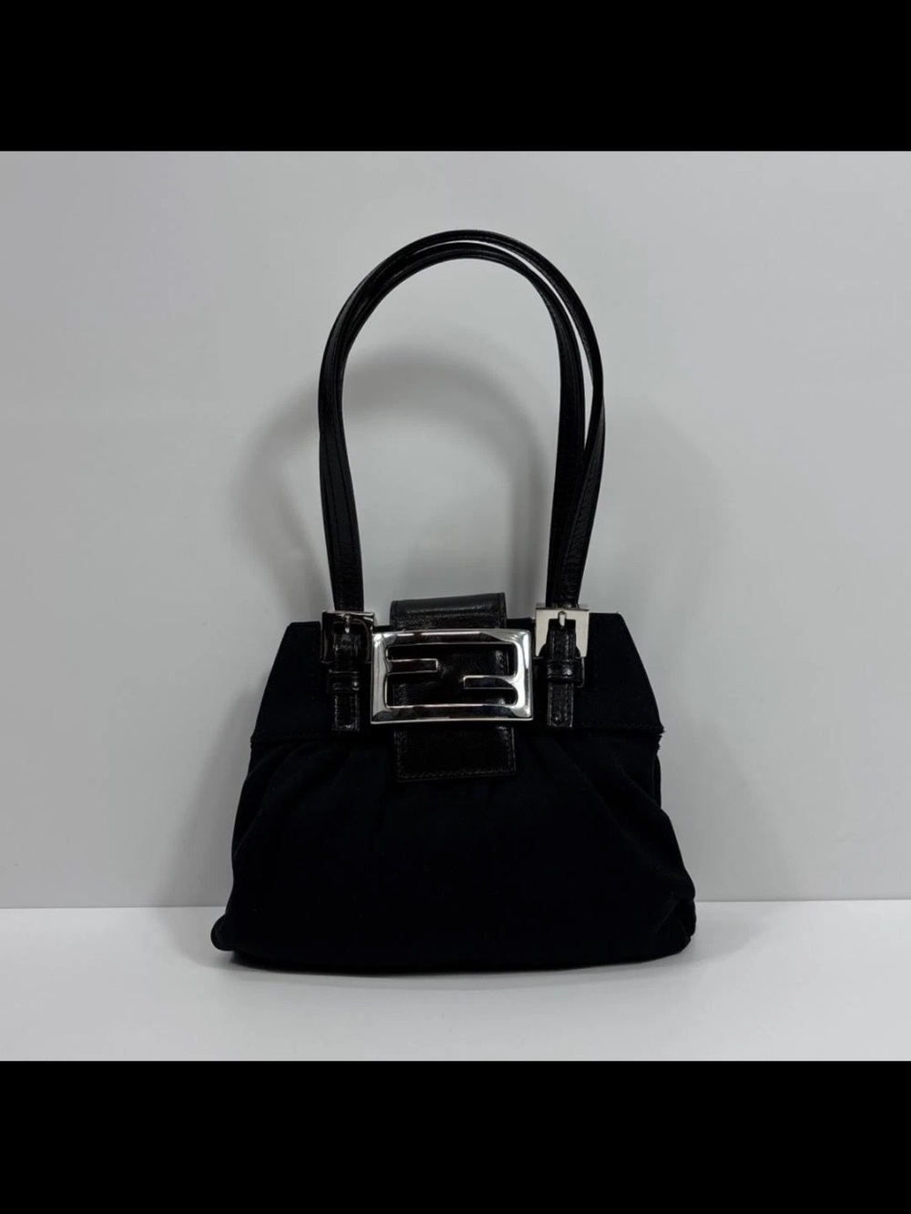 Fendi Black Satchel with Silver-Tone Buckle